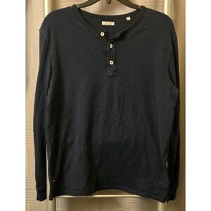 OOBE Brand Henley Shirt Mens Medium M Blue Slub Cotton Distressed Vintage Style